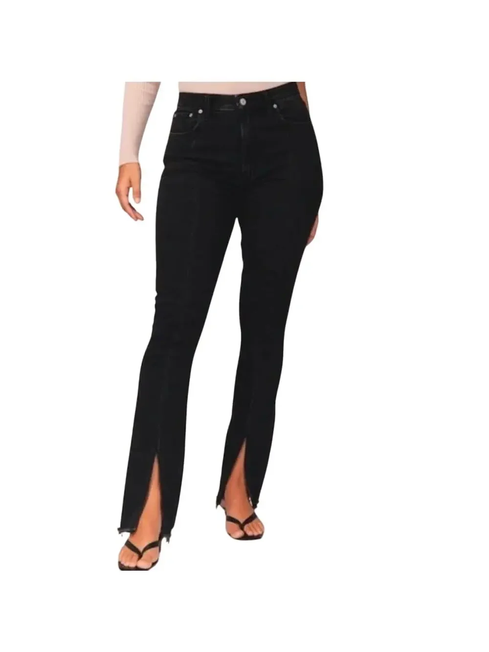 Abercrombie High Rise Skinny Jean with Slit - Washed Black - 8 R